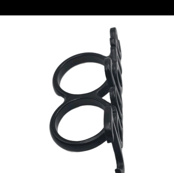 J'adore Y2K Black Script Double Ring - Picture 8 of 8